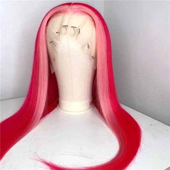 Streaks Heat Resistant Fiber Hair Synthetic Lace Front Wigs - #F-Red main image 4